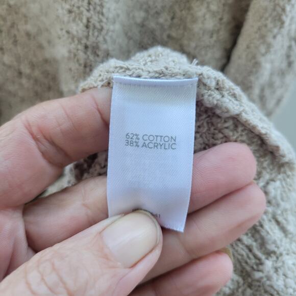 J. Jill Sweater Cardigan Cream Open front chunky Matching Sweater Tank SZ L - Picture 12 of 14